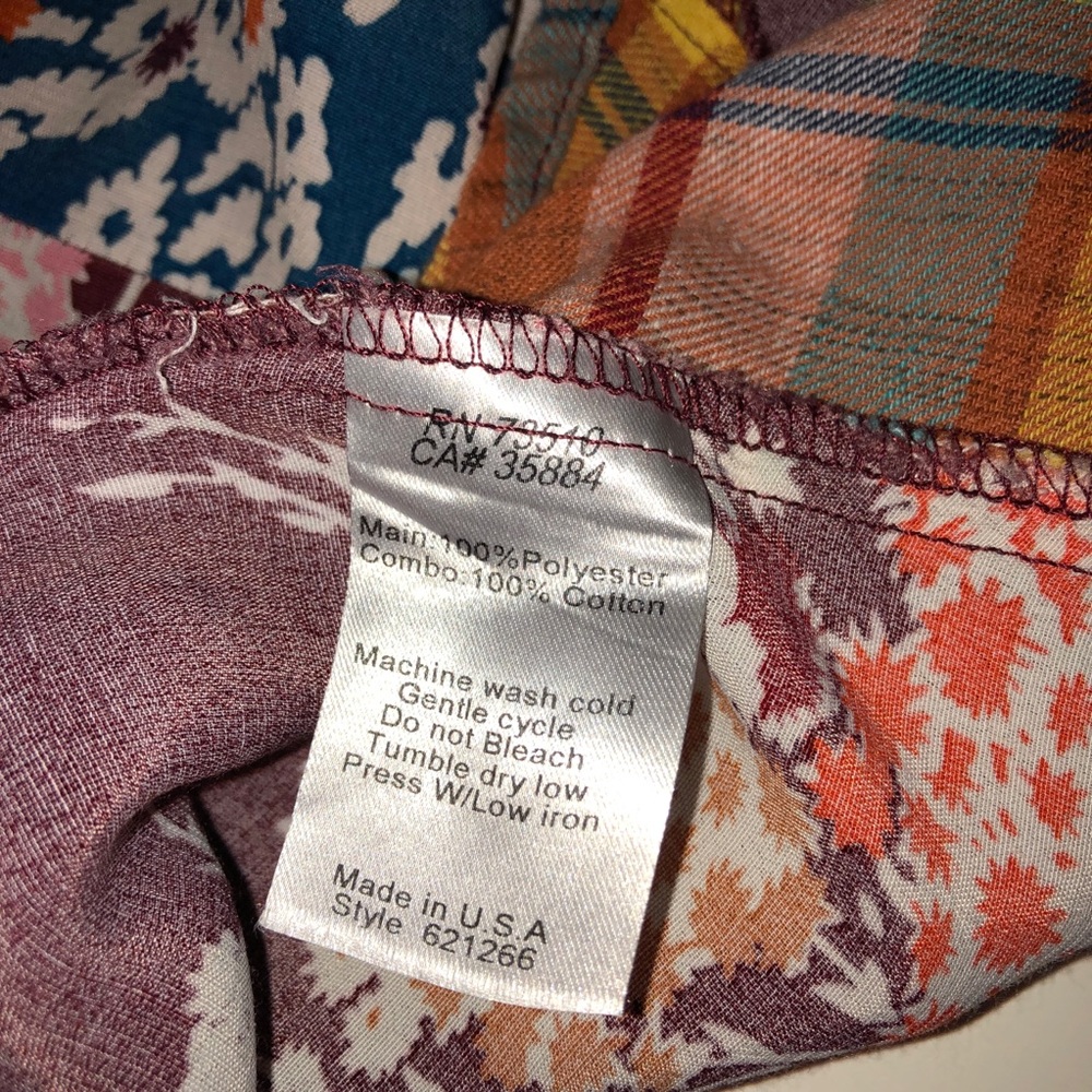 Sz XS/S Ivy Jane Floral & Plaid Patchwork Shirt - Picture 12 of 12